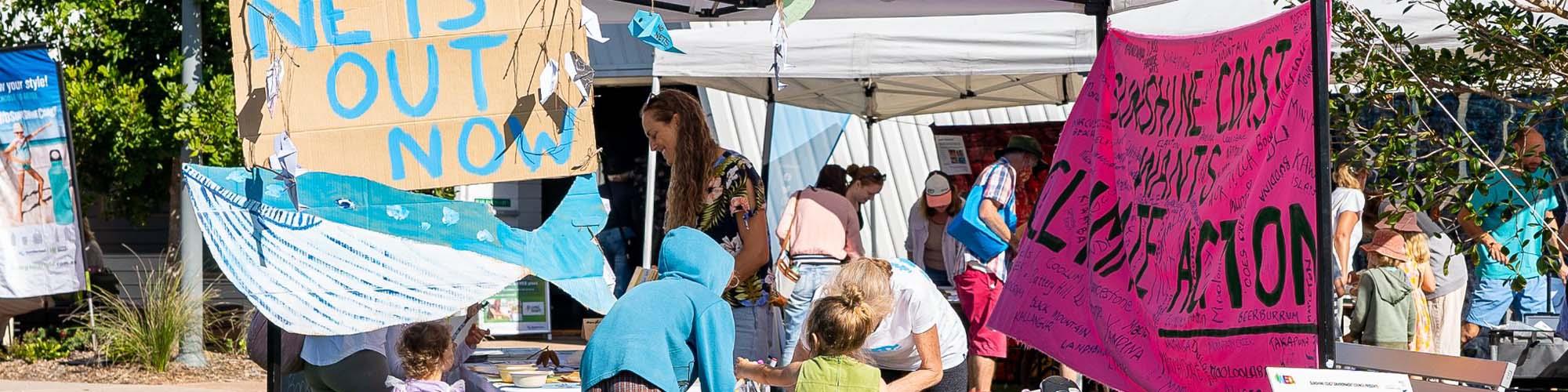 environmental events with people under tent